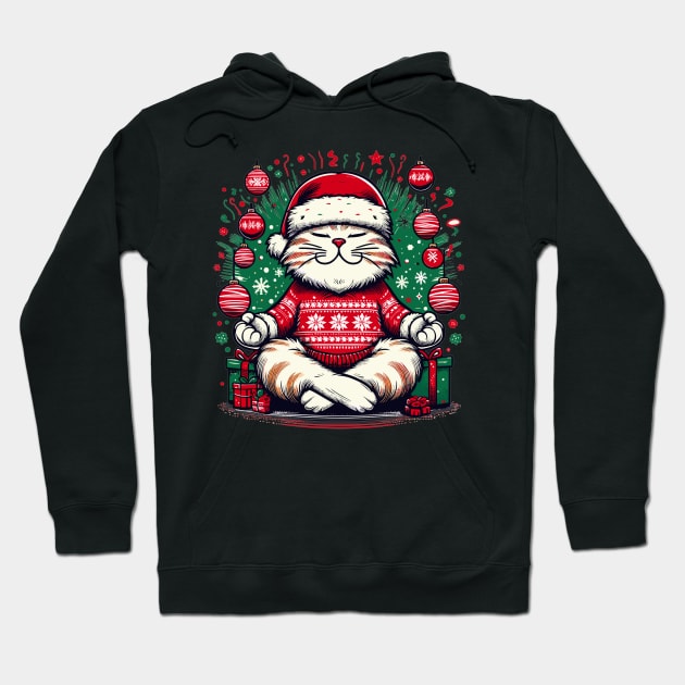 christmas zoning cat Hoodie by AlephArt